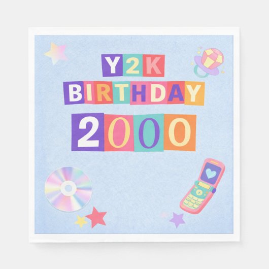 Y2K 2000er trendige Geburtstagsfeier Serviette (Vorderseite)