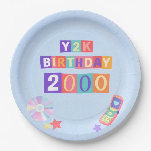 Y2K 2000's Trendy Birthday Party Napkin Pappteller (Vorderseite)