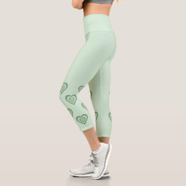Y2K 90s von Funky Heart 2000s Retro Green Capri Leggings
