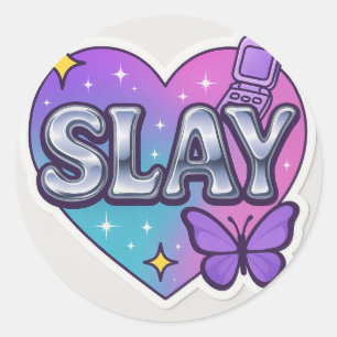 Y2K Ästhetik "SLAY" Chrome Heart Sticker - Retro