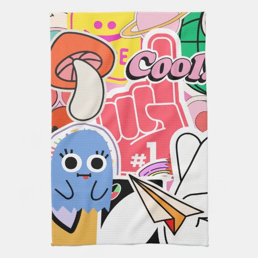 Y2K ästhetische Coole Sticker Geschirrtuch (Vertikal)