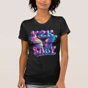 Y2K Baby Chrome Schmetterling T-Shirt