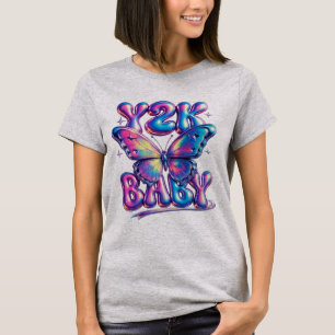 Y2K Baby Chrome Schmetterling T-Shirt