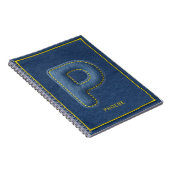 Y2K Blaue Denim-Puffy-Letter P-Monogramm-Name Notizblock (Rechte Seite)