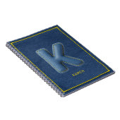Y2K Blue Denim 3D Puff Buchstabe K Monogramm Name Notizblock (Rechte Seite)