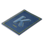 Y2K Blue Denim 3D Puff Buchstabe K Monogramm Name Notizblock (Linke Seite)