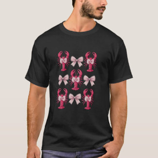 y2k Clean Girl Ästhetik Pink Bow Niedlich Coquette T-Shirt