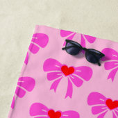 y2k Coquette Ribbon Muster Red & Pink Preppy Name Strandtuch (Beispiel)