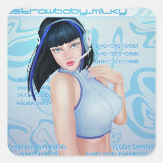 Y2K Cyber Girl Quadratischer Aufkleber