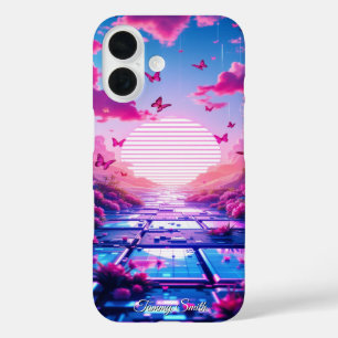 Y2K Cybercore Vaporwave Ästhetische Holografie iPhone 16 Hülle