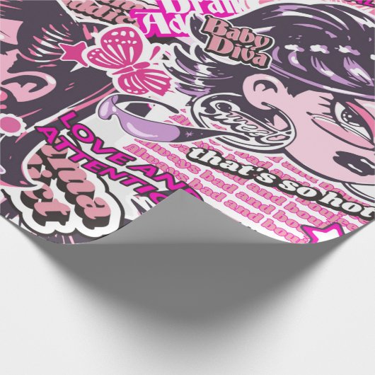 Y2K Drama Addict Collage Wrapping Paper Geschenkpapier (Ecke)