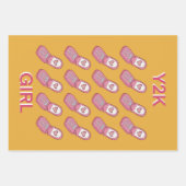 Y2K Drehend Telefone Herzmuster Geschenkpapier Set (Vorderseite)