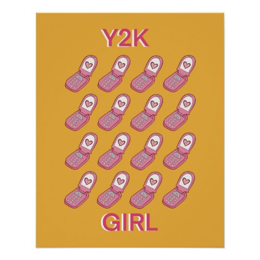 Y2K Drehend Telefone Herzmuster Poster (Vorderseite)