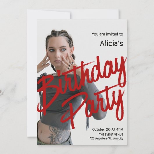 Y2k Foto Geburtstag Einladung (Vorderseite)