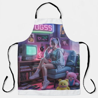 Y2K Gamer Girl Vibes – Retro-Tech & Neon-Raumästhe Schürze