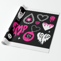 Y2k Glamour rosa und schwarze Elemente Set. Schmet