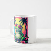 Y2K Grumpy Frosch Flip Phone Vaporwave Tropisch Kaffeetasse (Vorderseite Links)