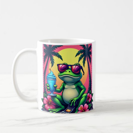 Y2K Grumpy Frosch Flip Phone Vaporwave Tropisch Kaffeetasse (Links)