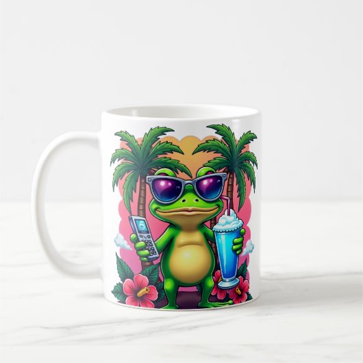 Y2K Grumpy Frosch Vaporwave Retro Ästhetik T-Shirt Kaffeetasse (Links)