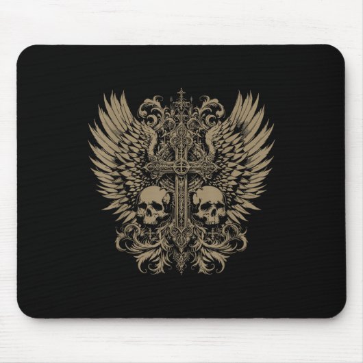 Y2k Grunge Ästhetik Alt Goth Skull Cross Gothic Mousepad (Vorne)