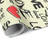 Y2K-Grunge-Liebe-Typografie-Muster Geschenkpapier (Rolleneckpunkt)