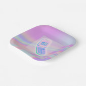 Y2K Handy Text irisierend glücklichen Geburtsname Pappteller (Gewinkelt)