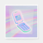 Y2K Handy Text irisierend glücklichen Geburtsname Serviette (Vorderseite)