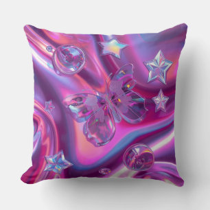 Y2K Holografisches Wurfkissen   Hot Pink & Chrom Kissen
