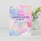 Y2k hologram bachelorette party einladung (Stehend Vorderseite)