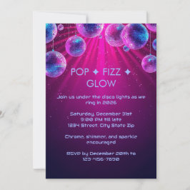 Y2K Holographic New Year’s Eve Invitation | Neon Einladung