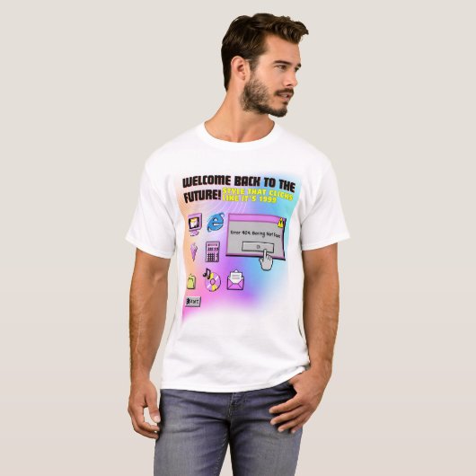 Y2K Klicken Sie hier Retro Desktop Ästhetisches T- T-Shirt (Vorne ganz)