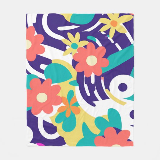 Y2K Lebhafte Wildblume Fett Retro Spring Design Fleecedecke (Vorderseite)