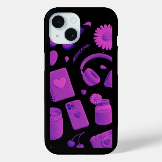 Y2K Lila Glänzender Kirschmuster Schwarz iPhone-Hü Case-Mate iPhone Hülle (Rückseite)