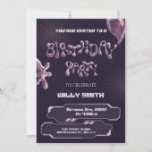 Y2K Lila Metallblase Einladung (Vorderseite)