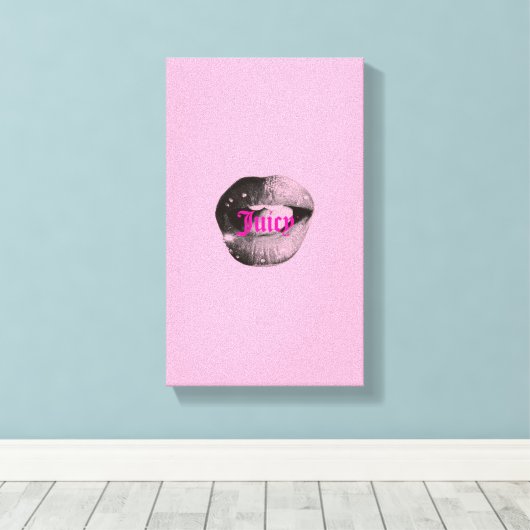 Y2K Lips Portrait – Glossy Aesthetic Pop Art Print Leinwanddruck (Insitu (Holzboden))