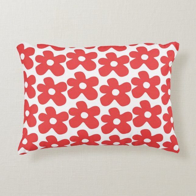 Y2K-Muster in Rot und Weiß Dekokissen (Vorderseite)