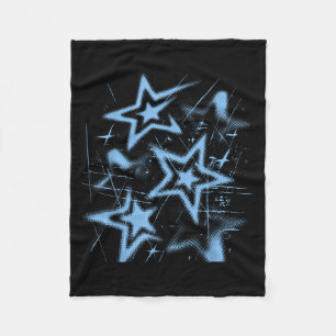 Y2k Nge Stars 2000er Blau Cyber Vintage Grafik Fleecedecke