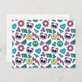 Y2K Pandas on White - 1000Pandas von Amanda Roos Postkarte (Vorne/Hinten)