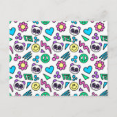 Y2K Pandas on White - 1000Pandas von Amanda Roos Postkarte (Vorderseite)