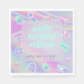 Y2K Party irisierender Regenbogen glücklicher Gebu Serviette (Vorderseite)