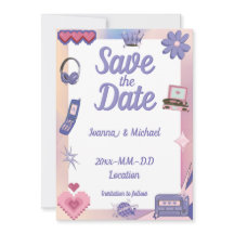 Y2K Pink Lila 2000er Retro Tech Geek Liebe Hochzei