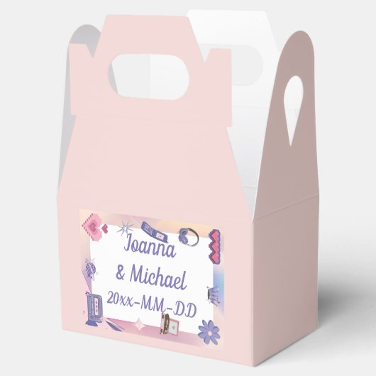 Y2K Pink Lila 2000er Retro Tech Geek Liebe Hochzei Geschenkschachtel (Geöffnet)