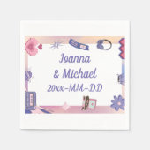 Y2K Pink Lila 2000er Retro Tech Geek Liebe Hochzei Serviette (Vorderseite)