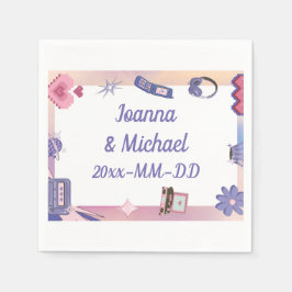 Y2K Pink Lila 2000er Retro Tech Geek Liebe Hochzei Serviette