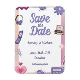 Y2K Pink Lila 2000er Retro Tech Save the Date Magnet