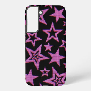 Y2K Pink Star Pattern Hülle Cyber Punk Neon Samsung Galaxy Hülle
