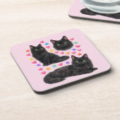 y2k rainbow hearts black cat kawaii cute getränkeuntersetzer (Linke Seite)
