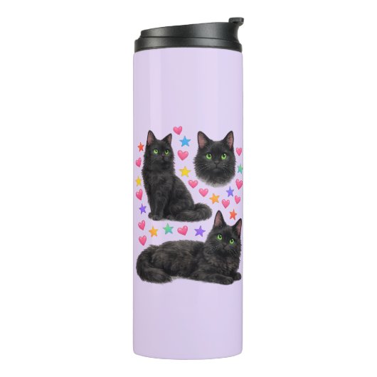 y2k rainbow hearts black cat kawaii cute thermosbecher (Nach links gedreht)