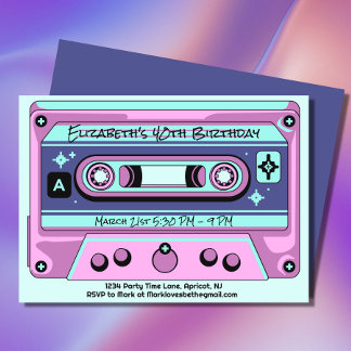 Y2K Retro 90er 80er Cassette Tape Geburtstag Einladung