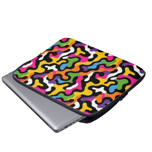 y2k Retro Ästhetische Wirbel Funky Pattern Laptopschutzhülle (Vorne Knopf)